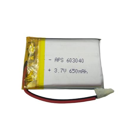 China rechargeable lipo nmc pocket cell battery li-polymer battery, lithium ion battery cells 3.7v 650mAh li ion pocket 383562 6.0*30*40mm for sale