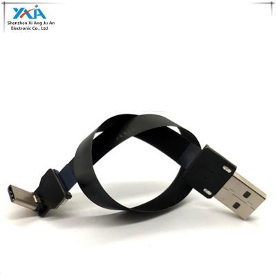 China Micro Electronic Ultra Thin Flexible USB Up Angled Male To Type C Straight Male FFC Flat Cable fpv for sale