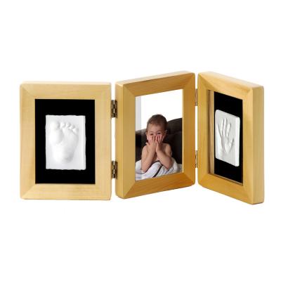 China White MDF or Newborn Wooden Wooden Hand Picture Frame Memory Handprint Kit Footprint Clay Souvenir Gift DIY Baby Photo Frame First Year for sale