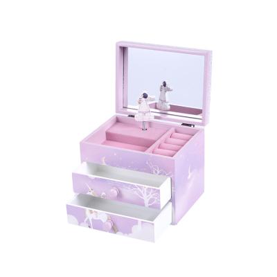 China 2021 New Wooden Packaging 2 Drawer Music Box Jewelry Box For Baby for sale