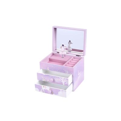 China 2 Drawer & Mirror Custom Wooden Song Music Box Jewelry Boxes for sale