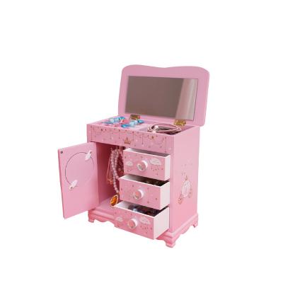 China MDF Three Drawer Jewelry Box Music Box for sale