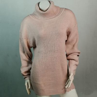 China Factory Wholesale Anti Shrink Clothing Women Plus Size Knitted Sweaters Solid Color Turtle Neck Knitted Sweater Dress for sale