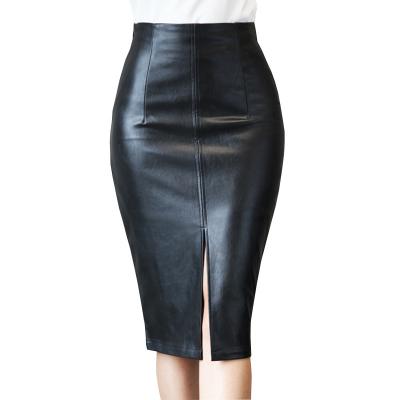 China Dry Cleaning Women In The Middle Bust PU Fashion Stage Hip One Stage Slim Leather Split Leather Dry Cleaning Skirt Dress for sale