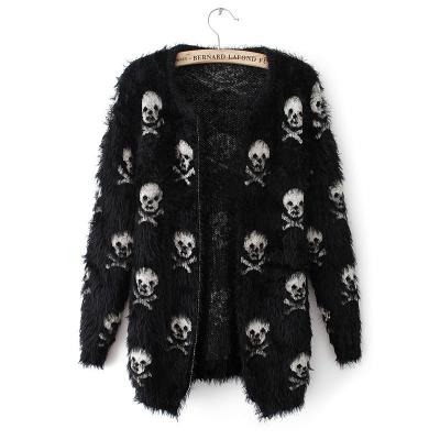 China Custom Women's Sweater Sweater Cardigan Women Factory Halloween Print Anti-Shrink Skull Christmas Korean Women's Clothing Sweater for sale