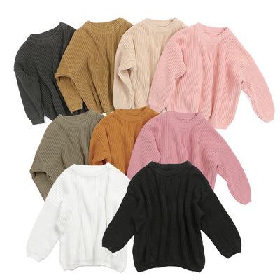 China Wholesale Viable Kids Sweater Child Solid Color Unisex Girls Knitted Sweater In Stock for sale