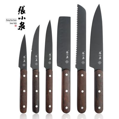 China Sustainable Wood Handle Kitchen Knife Set Nice Knife Set Wenge Wood Kitchen Knife Set for sale