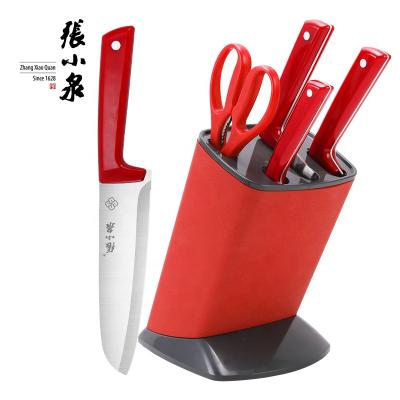 China Sustainable Top Fashion Burgundy Red Color 5 PCS Kitchen Knife Sets With Block for sale