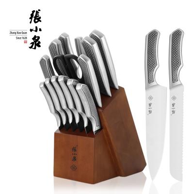 China Sustainable Nordic Style Kitchen Knife Set Pattern Luxury Uneven Hollow Handle Stainless Steel Knife Set for sale