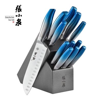 China Viable High Quality Custom Made Pattern Gradient Ramp Stainless Steel Kitchen Knife Set for sale