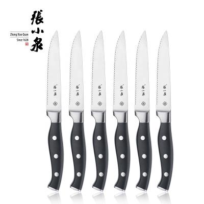 China 6 PCs Viable 4.5 Inch Stainless Steel Kitchen Knife Meat Cutting Blade Pom Handle Steak Knife Set for sale