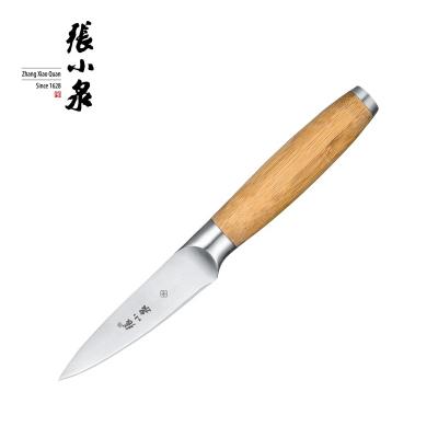 China Sustainable Carbonized Treated Bamboo Handle Kitchen Knife 3Cr13 Small Paring Knife for sale