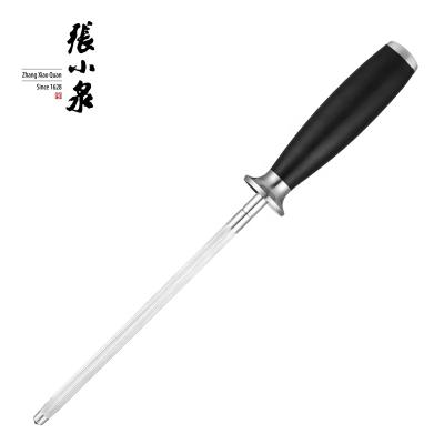 China Sustainable OEM Hand Kitchen Knife Sharpening Steel Rod With Black ABS Handle for sale