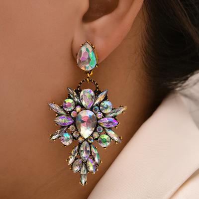 China Popular Fashion Luxury Wholesale Barlaycs Rhinestone Jewelry 2022 TRENDY Crystal Glass Diamond Drop Earrings simple exquisite for women for sale