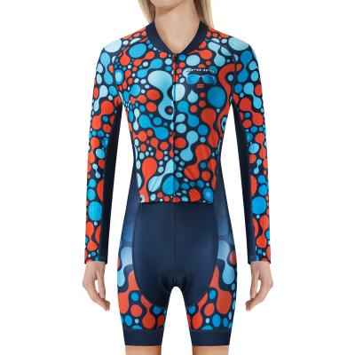 China Wholesale Women's Breathable Professional Triathlon Overalls Women's Long Sleeve Suit Ciclismo Shirt Cycling Bib Overalls for sale