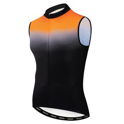 China Antibacterial Custom Mens Cycling Cycling Vest Summer Pocket Running Vest Windproof Clothing Sleeveless Orange for sale