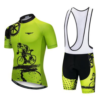 China Wholesale Antibacterial Green Men Cycling Jersey Set MTB Bike Clothing Quick Dry Bicycle Clothes Bibs Shorts Set for sale