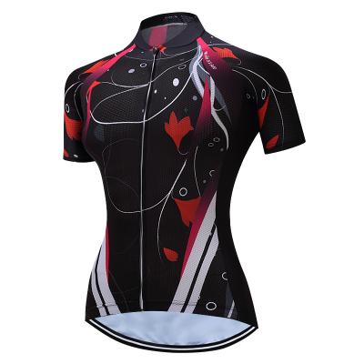 China Good quality quick dry lightweight cycling cycling jersey antibacterial wholesale new custom short sleeve design women bike red shirt bicycle clothing for sale