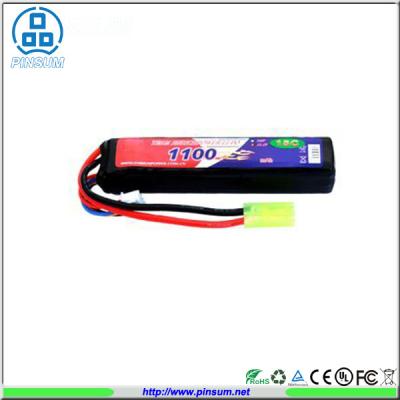 China Rechargeable RC Airsoft LiPo Battery Packs 15C 7.4V 1100mAh Long Bar Battery Packs for Air for sale