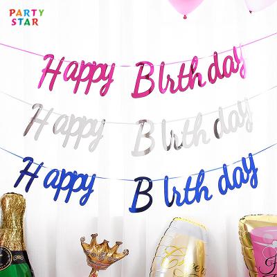 China Eco-friendly Diy Banner Solid Color Happy Birthday Party Decoration High Quality Banner For Kids for sale