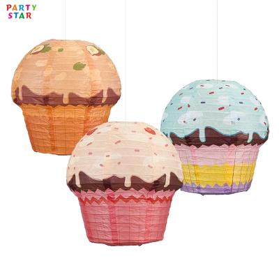 China Other New Design New Year Kindergarten Decoration Cup Foldable Cake Shaped Paper Lantern for sale