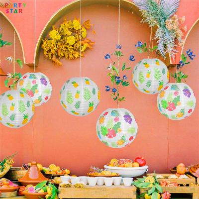 China Other China Made Designed Customized Home Decorative Round Folding Colored Pineapple Party Paper Lantern for sale