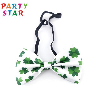 China Fashional St Patrick's Day Clover Print Decorative Adjustable Holiday Bow Tie Decorative Bow Tie for sale