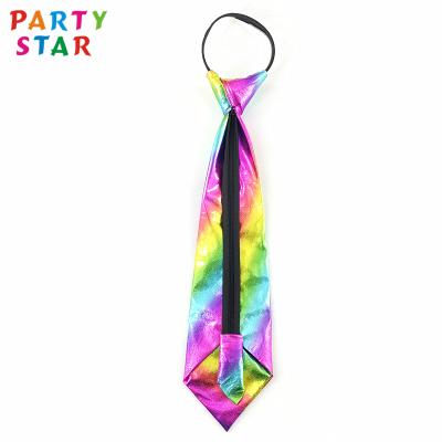 China Fashional Factory Rainbow Hot Men's Reserve Price Metallic Adjustable Tie Trend Custom Men's Party Tie for sale