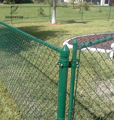 China Easily Assembled Chain Link Fence PVC Coated Chain Link Iron Wire Mesh Fence Post Galvanized Diamond Mesh Fence for sale