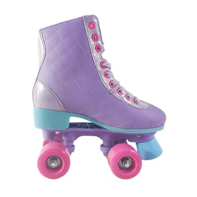 China New Design PVC 82A Girls Purple Earth Roller Integrated Boot Skates Shoes Lighting Rollerskates for sale