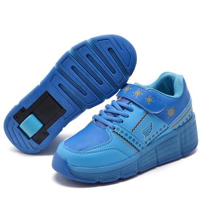 China PU Kids Flight Roller Skate Shoes One Wheel Shoes Kids Cheap Running Flashing Roller Shoes for sale