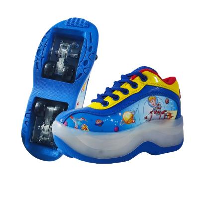 China Active Sports Kids Kick Flashing Shoes Professional Runaway Roller Skating Rollerskates 4 Wheels for sale