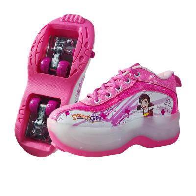 China Active Sports Factory Customized Outdoor Sports Colorful Integrated Sneakers Wheels Children Roller Skates Shoes For Kids for sale