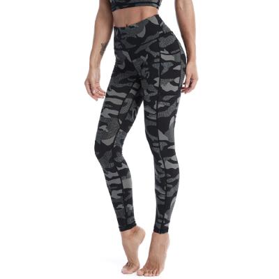 China New Breathable Yoga Pants Women's High Waist Dance Pants Camouflage Print Tight Fitness Yoga Running Pants for sale