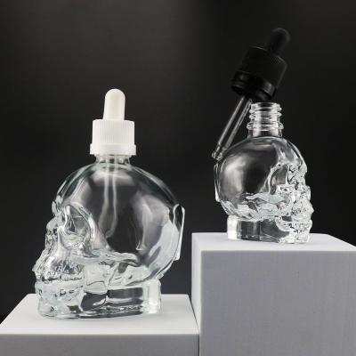 China High Quality 30ml Eye Dropper Glass Bottle With Pipette 30ml 60ml Essential Oil Skull Glass Bottle With Dropper for sale