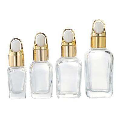 China High Qiality Custom 1oz 30ml Colored Glass Dropper Bottle For Cosmetic Amber Cosmetic Square Bottles Yellow Serum Frosted Bottle for sale