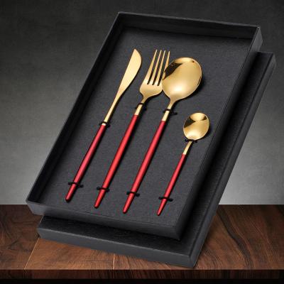 China Travel Mirror 4 Pcs Knife Fork Spoon Flatware Stainless Steel Cutlery Set Disposable Luxury Custom Wedding Polish Silverware for sale