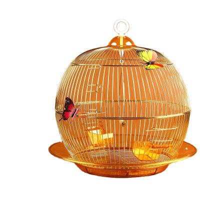 China Breathable Round Wire Bird Cages Pet Stock Pet Metal Bird Cage Ready Gold Bird Breeding Cage for sale