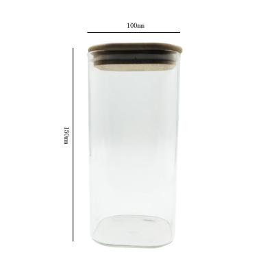 China 100*100*150mm Viable Glass Sealed Storage Tank For Household Raw Kitchen Cereal Grain Box Dry Transparent Food Grade Storage Tank for sale