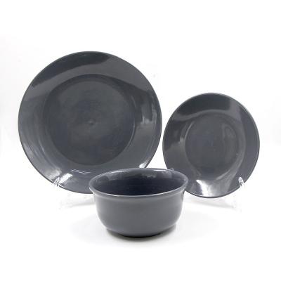 China Sustainable Set Of 3 Customized Color Glazed Gray Ceramic Dinner Set for sale