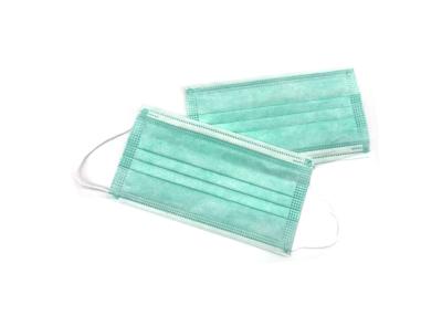 China Green Pleated Face Mask , Comfortable Medical Surgical Mask 53*38*30cm for sale