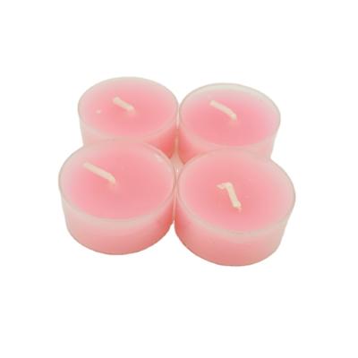 China Smokeless Round Plastic Cup Valentine's Day Rose Romantic Paraffin Wax Tealight Candles for sale