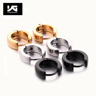 China FASHIONABLE Classic Stainless Steel Circle Base Earring for Men and Women Huggie Hinged Circle Stud Earrings for sale