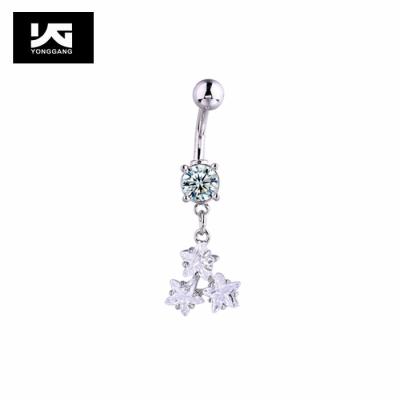 China Hot Selling 14G Stainless Steel CZ FASHIONABLE Star Dangle Ring Navel Ring Body Jewelry Navel Piercing for sale