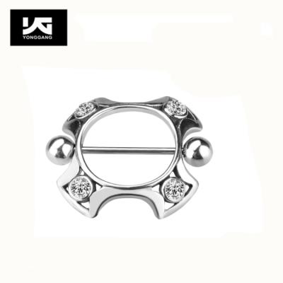 China FASHIONABLE Female Nipple Piercing Nipple Piercing Jewelry Stainless Steel Crystal Silver Body Rings for sale