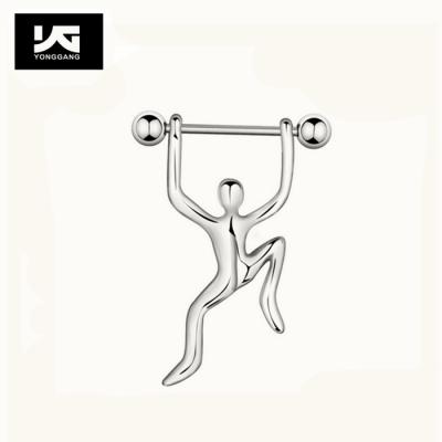 China FASHIONABLE Nipple Rings Man Shape Barbell Stainless Steel Body Piercing Jewelry for sale