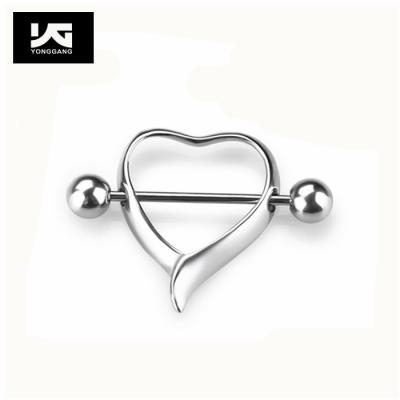 China TRENDY Stainless Steel Nipple Jewelry Heart Shape Piercing Rings Nipple Shield For Man Woman for sale