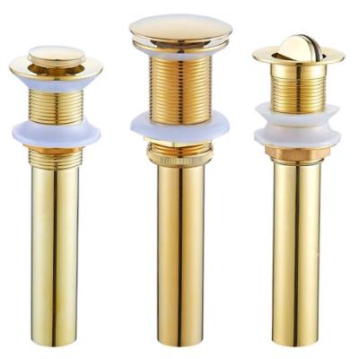 China Shiny Gold Bathroom Tile Insert Shower Room Basin Modern Sink Drain Shiny Gold No Overflow Sink Waste for sale