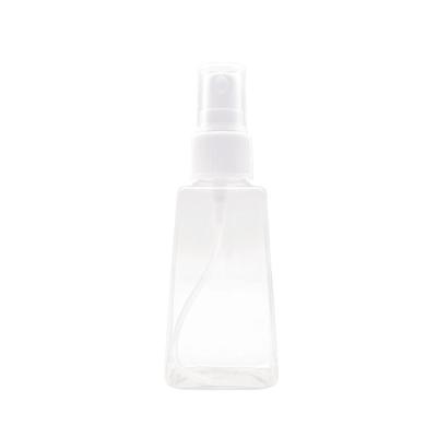 China Hot Selling Hand Soap Pocket Plastic Bottle Portable PET Trapezoid Bottle 60ml Hand Sanitizer Spray Bottle for sale