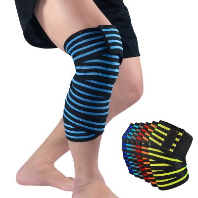 China Fitness Gym Bodybuilding Sports Powerlifting Compression Powerlifting Compression Weightlifting Knee Wrap Elastic Band For Squatting Posture for sale